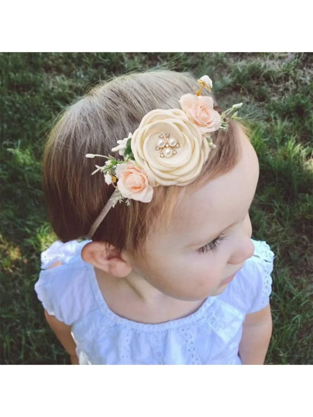 6PCS Baby Girl Flower Headbands - Soft Nylon Elastic Hair Accessories for